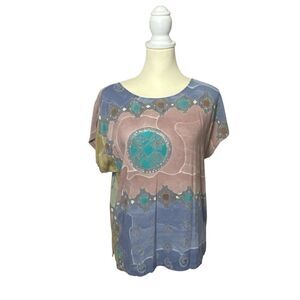 Colorful Boho Hippie Print Artsy Blouse Women's Size Small/Medium